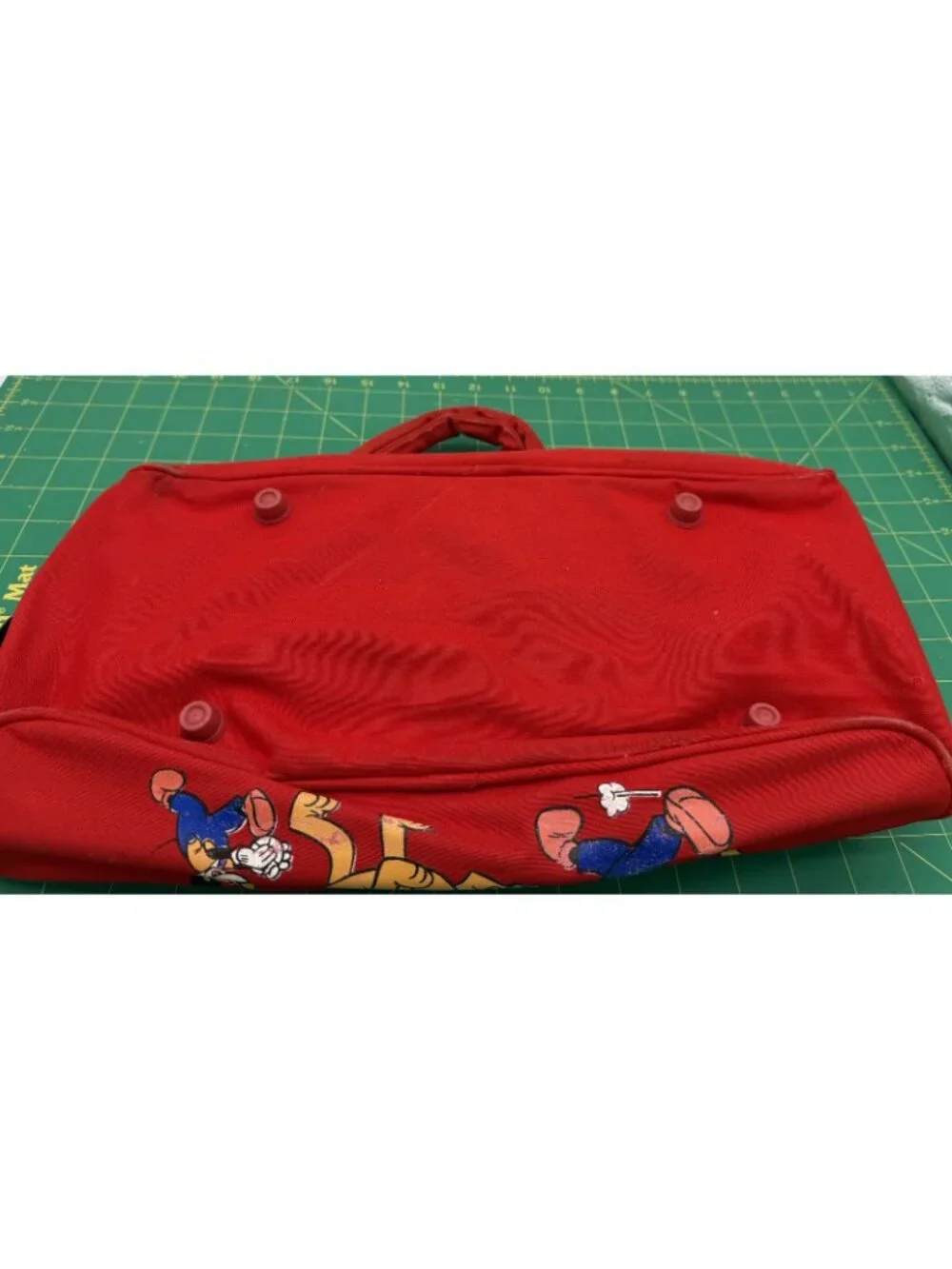 Vintage Walt Disney Productions Mickey Mouse Pluto Nephew Red Duffel Bag
